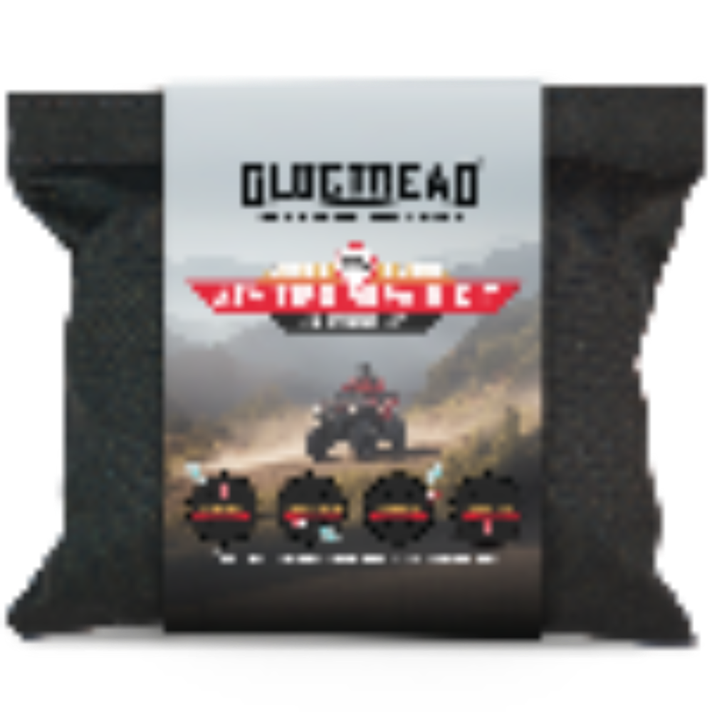 A packaged GlueTread ATV Pro Tire Repair Kit with a graphic of an ATV on the label, indicating that it is designed for off-road use. Sidewall Repair