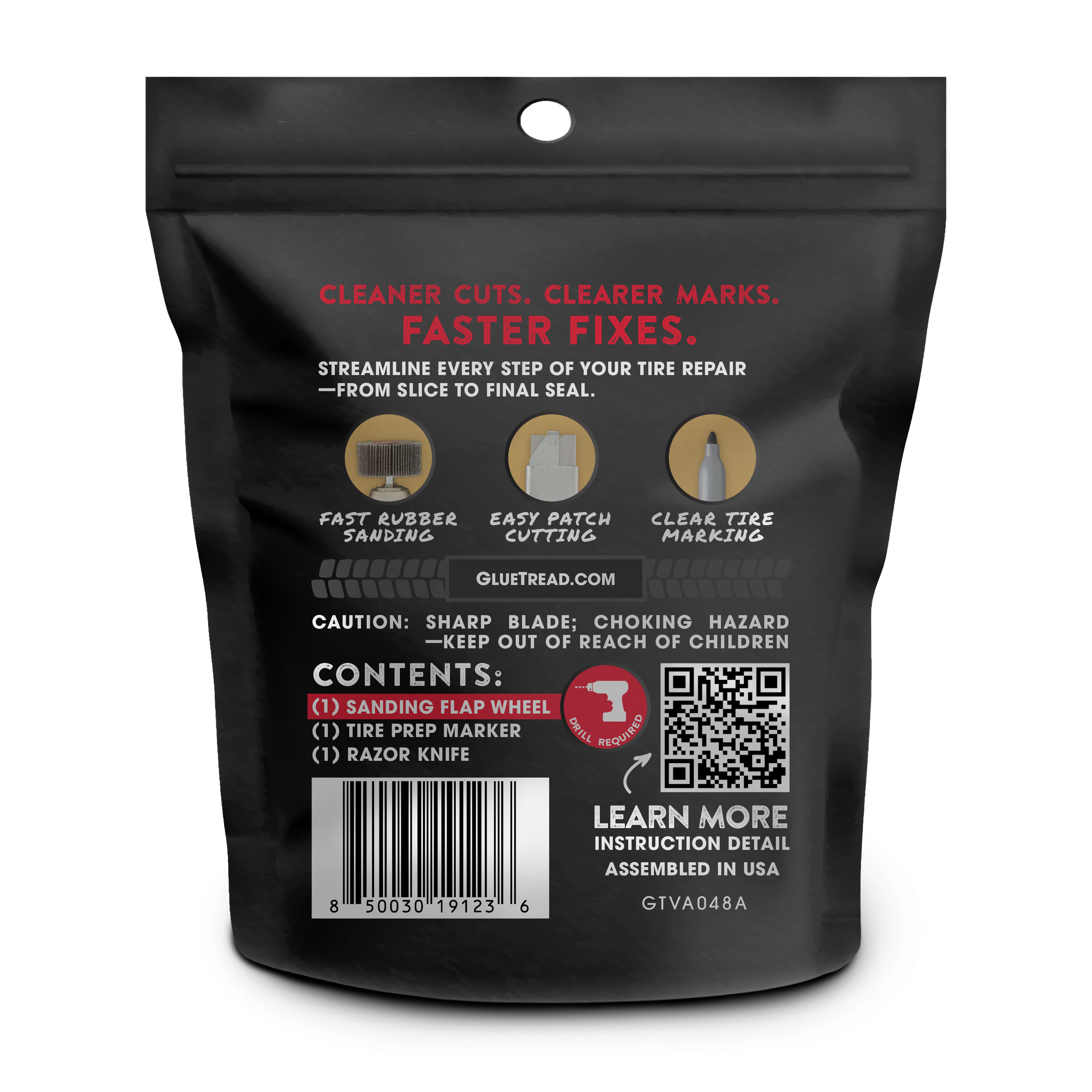 Black tire prep repair kit packaging