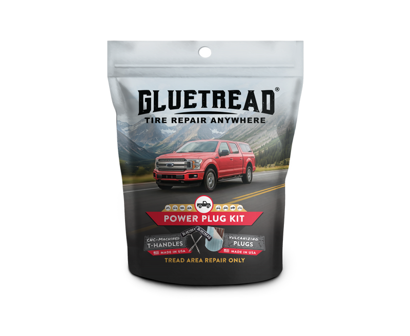 Repair Kit for flat tire showing equipment made in usa